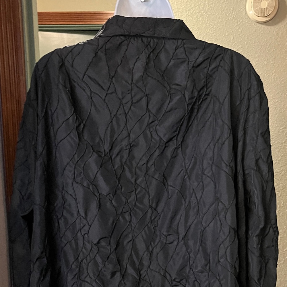 ❇️NWOT Transparente Statement Coat-Textured Black Long Button Sz XL - Picture 8 of 13